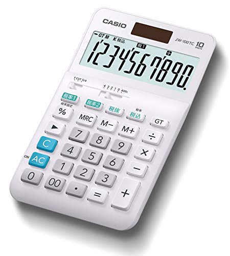 カシオ W税率電卓 10桁 税計算 ホワイト ジャストタイプ JW-100TC-N カシオ W税率電卓 10桁 税計算 ホワイト ジャストタイプ JW-100TC-N