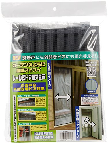 ノムラテック 玄関網戸 NEWカーテンレールのように開閉スイスイ レール式ドア用アミ戸 引戸&外開き用ド..