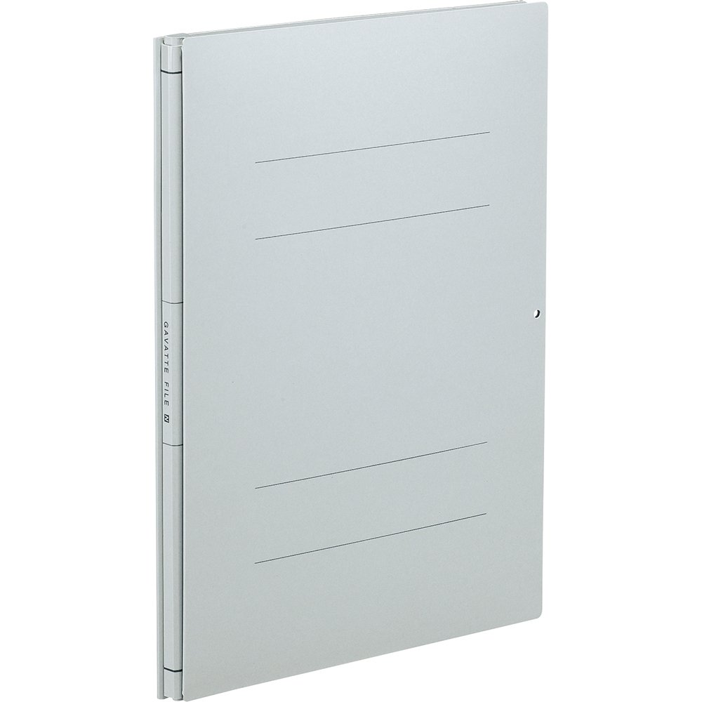 ガバットファイルグレー/A4-S/フ-VN90M・Color:グレー・パッケージ個数:1・22cm×30.3cm・【カラー】 グレー 【サイズ】A4・【収容寸法】 1mm~100mm 【収容枚数】 1000枚・【穴数】 2穴・【とじ穴間隔】 80mmピッチ商品紹介 ●中抜き専用パーツ付きで、必要な書類だけを中抜きできるガバットファイルです。 ●背部分の上部に補強テープを貼り付けることで、耐久性をアップしました。 ●とじ具を横からセットできるので、書類の出し入れが簡単にできます。 ●とじる書類量に合わせて背幅を1mm~10cmまで調節できるので、収納スペースの無駄がなくなり、効率化に役立ちます。 ●表紙に穴があいているので、別売りのつづりひもを使えば表紙を固定して収容することができます。(つづりひもは付属しておりません。) ●表紙色/グレー ●サイズ/A4-S ●収容寸法/1mm~100mm ●収容枚数/1000枚 ●外寸法(高さ×幅×背幅)/303mm×220mm×14mm~114mm ●穴数/2穴 ●とじ穴間隔/80mmピッチ ●材質/表紙:色板紙(2枚重ね、古紙パルプ配合) ※ファイルの収容枚数の表示は、PPC用紙64g/m2を使用し、収容寸法1mmあたり10枚で算出しております。そのため、紙の種類によっては必ずしも計算通りにならない場合がありますので、一応の目安としてご利用ください。 原材料・成分 表紙:色板紙(2枚重ね、古紙パルプ配合) 安全警告 ※ファイルの収容枚数の表示は、PPC用紙64g/を使用し、収容寸法1mmあたり10枚で算出しております。そのため、紙の種類によっては必ずしも計算通りにならない場合がありますので、一応の目安としてご利用ください。