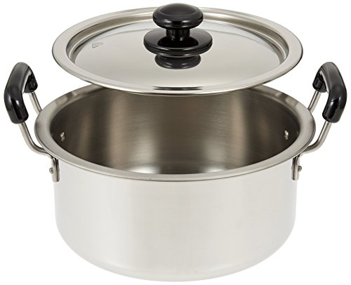 遠藤商事(Endo Shoji) 業務用 プラ柄 厚板実用鍋 24cm 電磁調理器対応 本体18-0ステンレス フタ18-8ステンレス 日本製