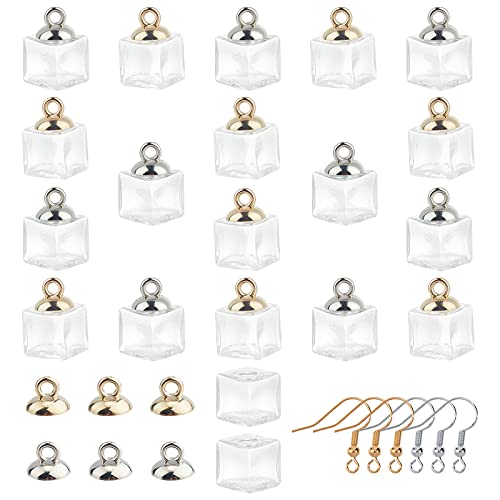 おしゃれ混合色/-/DIY-SC0001-70-7SC・【特別な形状】：空のスクエア形状のガラスボールが20個があって、入れ物をお好みによって詰め込んで、特別なイヤリングを創作しましょう！・【豊富な使い場合】：実用的なガラスドームのセットとして、イヤリング、ブレスレット、ネックレス、壁掛け、車飾りなどさまさまの装飾品がハンドメイドできます。既製品が写真で例があって、お好みの飾り物を創造して、クラフト活動を楽しみましょう。・【サイズと数量】：空のガラスボール*20個、フック*2色20個、キャップのパーツ*2色20個、収納ケース*1つ．・【素材】：ガラスボールは安全、エコのガラスで作られます。・【簡単に作り】：景品のフックとジャンプリングを活用して、きれいなイヤリングを完成できます。手作りのベテランだけではなく初心者でも気軽におしゃれな飾り物を完成できます！