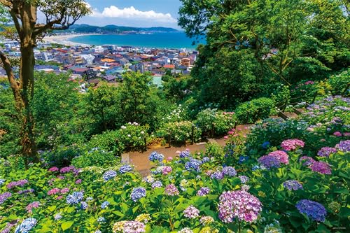やのまん(Yanoman) 【日本製】1000ピース ジグソーパズル 日本の風景 あじさいと由比ガ浜 (神奈川) (50x75cm) 10-14