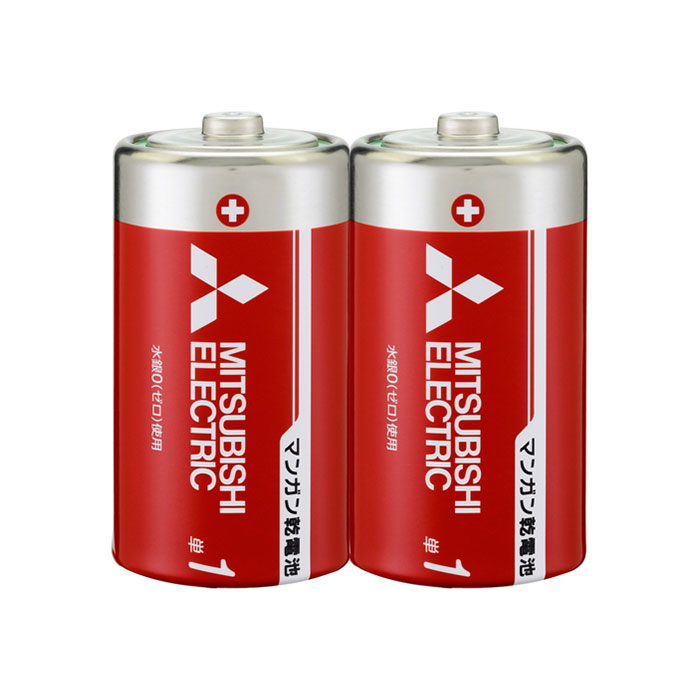 Manganese Battery - R20PD2S 三菱 マンガン乾電池 単1形 赤 2本パック R20PD/2S