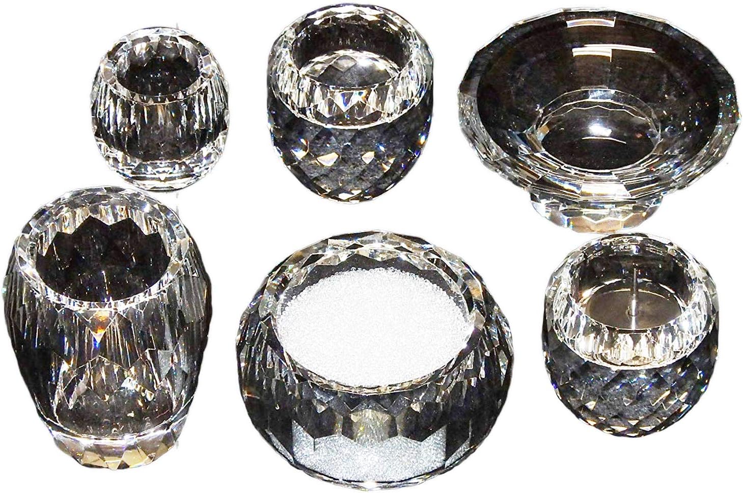 【花蓮】上置き型仏壇・小型仏壇用仏具セット クリスタル仏具ソフィア　6点セット クリスタルビーズ香炉灰500g付き