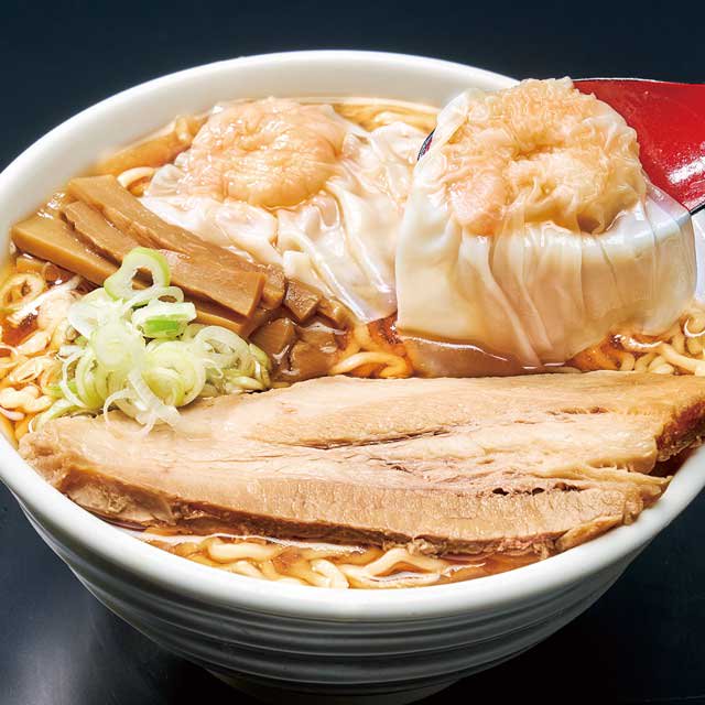 酒田のラーメン（花鳥風月　海老ワンタン麺）　生麺1食入　あっさり醤油　ふわとろ海老ワンタン・メンマ・チャーシュー・スープ付