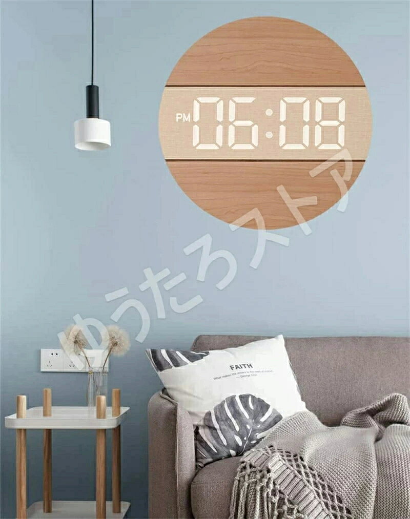 デジタル時計 掛け時計 かけとけい とけい 天然木製 LED 壁掛け時計 大型 壁掛け 時計 大画面 大数字 発光 見やすい 静音 時計 設定簡単 USB給電 スマート光感調節 記憶機能付き おしゃれ レ [2]