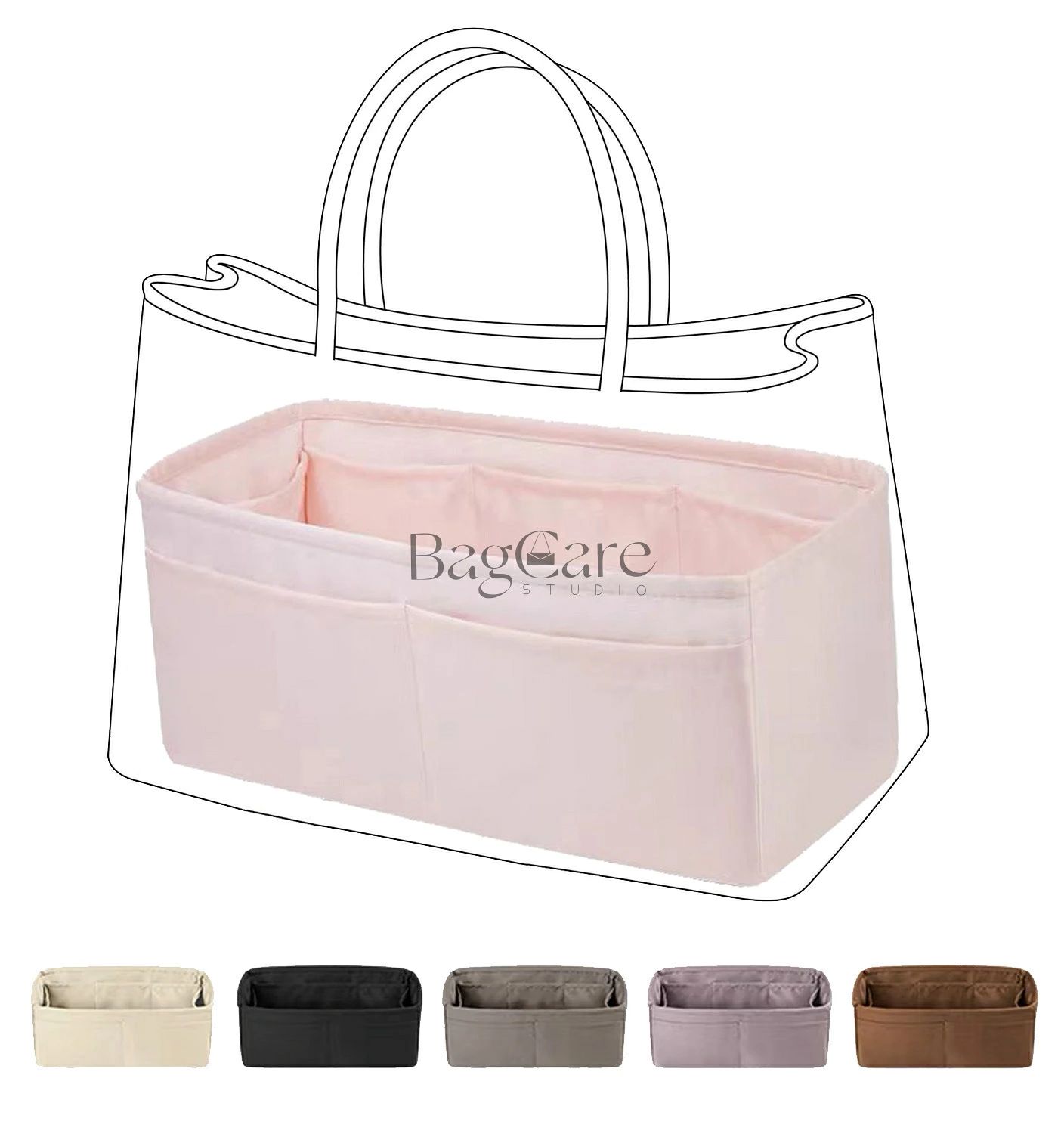 ブランド：BagCare素材高級シルクで作られて、滑らかな手触り、なるべく軽め、単体で自立できて、しっかりとした作りなので、バックの型崩れも予防できる。 出掛ける日の鞄や服装に合わせて、楽しくコーディネートしていただける。ブランドバックにピッタリ！ 手作り ンナーバッグは手作り、品質に拘っている製品。ご購入の前に、サイズを確認お願いします。ご利用のバッグに入れるか確認の上ご購入お願いします。 収納簡単 バックの中をすっきり整頓。仕切りのポケットで小物まで収納でき、必要なものを簡単に見つけて、鞄の中にゴチャゴチャにならぬ、スペースを十分利用できて、1つにまとめられて、出掛ける際にそのまま別のバッグに入れ替えらるで便利。 高級バックにおすすめ お気に入りの素敵なバックの中身は、カギ、化粧品の割れや汚れから守れる。やわらかい生地で皮製品などに対して傷つきません。 br。高級バッグでも安心に使えないバッグインナーバッグ。 【注意事項】 1.当店で取り扱っている商品は、ブランドバッグ用の「バッグインバッグ」「ショルダーストラップ」「バッグ改造用パーツ」などに限られます。商品ページに掲載されているバッグの画像はあくまで参考イメージであり、実際の販売商品ではございませんので、ご購入前に必ずご確認ください。誤解による返品につきましては、送料・手数料等はお客様のご負担とさせていただきます。 2.当店商品はお客様ご自身によるバッグの整理・カスタマイズを目的とした互換品・付属品です。改造や使用によりバッグが損傷したり、機能が失われたりする場合、当店はは一切の責任を負いかねますので予めご了承ください。 3.商品画像はお使いのモニタ端末などにより、実物と色味や質感が多少異なって見える場合がございます。 4.注文受付と入金確認の時間差により、稀に在庫切れが発生する可能性がございます。その際は誠に恐縮ですが注文をキャンセルさせていただきます。また複数商品をご購入の場合、発送方法が変更される可能性がございます。 5.ご登録住所に不備がある場合、商品をお届けできないことがあります。宛先不明による返送や再配達が生じた際の費用はお客様のご負担となりますので、住所情報の正確なご入力をお願い申し上げます。