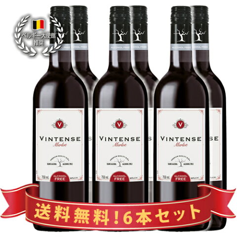 6本まとめて割引販売【送料無料|沖縄除く】美味しいノンアルコールワイン　ヴィンテンス・メルロー（赤）6本セット