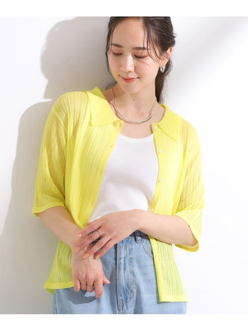 【SALE／50%OFF】【洗える/S-LL】大人のシアー感 キラキラ リブニット SHOO・LA・RUE シューラルー トップス ニット イエロー ブルー ネイビー【RBA_E】[Rakuten Fashion]