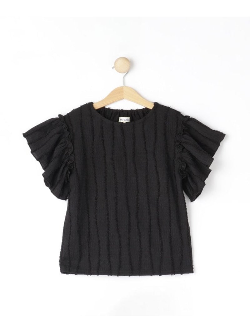 Rakuten - 【SALE／20%OFF】【100-150cm】フリンジジャカードフリルカットソー SHOO・LA・RUE シューラルー トップス カットソー・Tシャツ ブラック ブルー【RBA_E】[Rakuten Fashion]