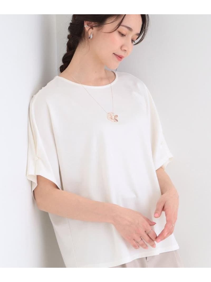 樂天商城 - 【SALE／5%OFF】【洗濯機可/S-LL】フェイクパールがアクセント お袖タックドルマンブラウス SHOO・LA・RUE シューラルー トップス カットソー・Tシャツ ホワイト グレー ブラック【RBA_E】【先行予約】*[Rakuten Fashion]