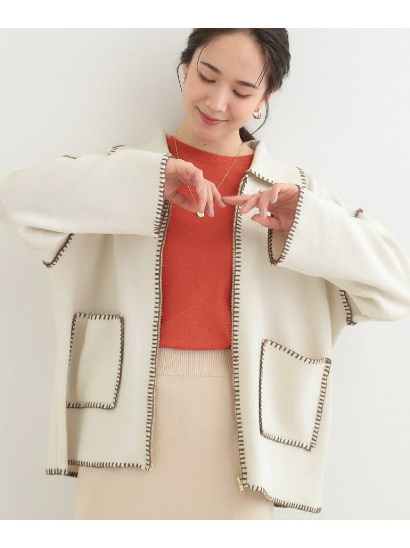樂天商城 - 【SALE／20%OFF】ステッチ襟付きが魅力な ジップニットカーディガン SHOO・LA・RUE シューラルー トップス カーディガン ホワイト グレー【RBA_E】【送料無料】[Rakuten Fashion]