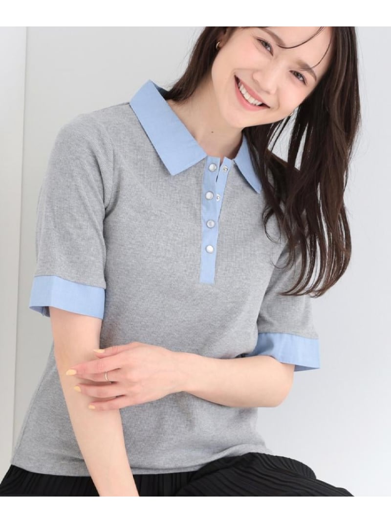 樂天商城 - 【SALE／5%OFF】【洗濯機可/S-LL】シャツレイヤード風 テレコポロトップス SHOO・LA・RUE シューラルー トップス カットソー・Tシャツ グレー ブラック【RBA_E】[Rakuten Fashion]