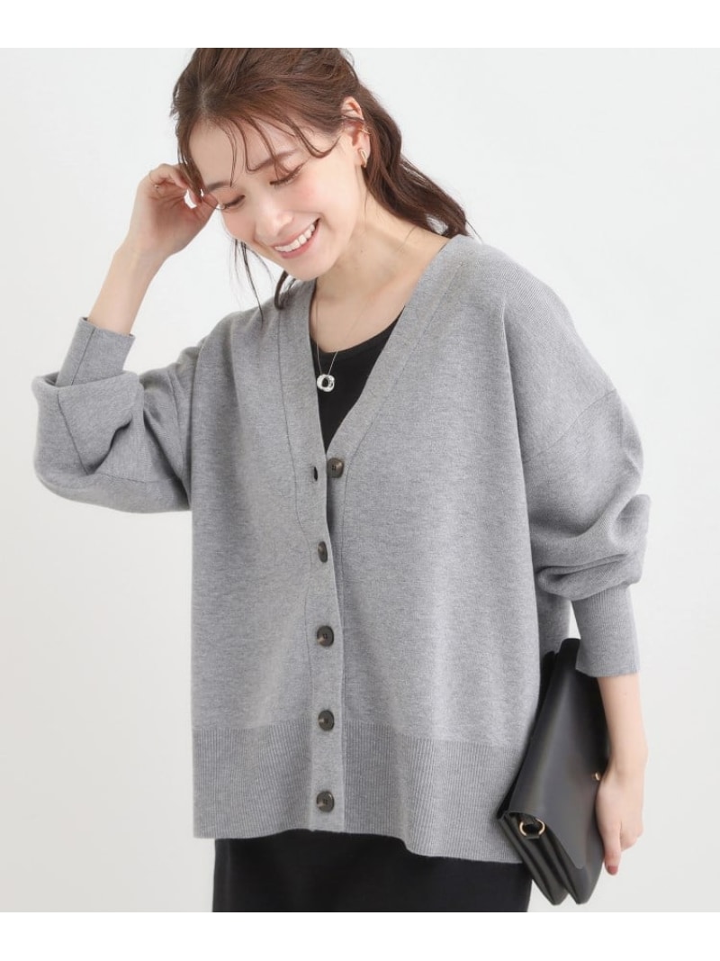 【SALE／20%OFF】【洗える/毛玉レス】表面がきれいなVネックカーディガン SHOO・LA・RUE シューラルー トップス カーディガン グリーン レッド ネイビー グレー【RBA_E】[Rakuten Fashion]のサムネイル