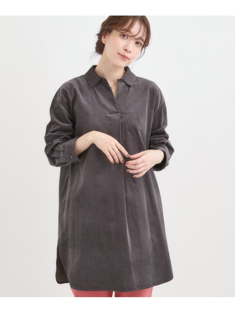 【SALE／27%OFF】【洗濯機可/S-LL】すっきり見えにこだわった コーデュロイチュニックワンピース SHOO..