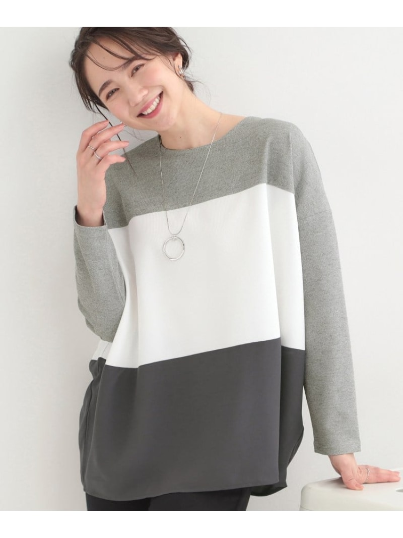 樂天商城 - 【SALE／20%OFF】【洗濯機可/S-LL/体型カバー】インせず着られる 3段切替 配色トップス SHOO・LA・RUE シューラルー トップス カットソー・Tシャツ グレー ブルー ピンク【RBA_E】[Rakuten Fashion]