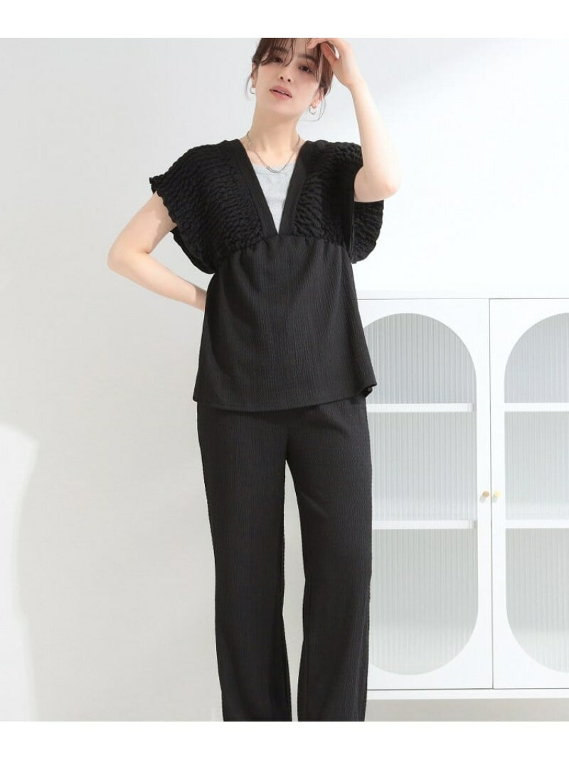 乐天商城 - 【SALE／20%OFF】【2点セット/S-LL/洗濯機可】お袖シャーリングブラウス+ワイドパンツ SHOO・LA・RUE シューラルー ワンピース・ドレス その他のワンピース・ドレス ブラック ブラウン【RBA_E】【送料無料】[Rakuten Fashion]
