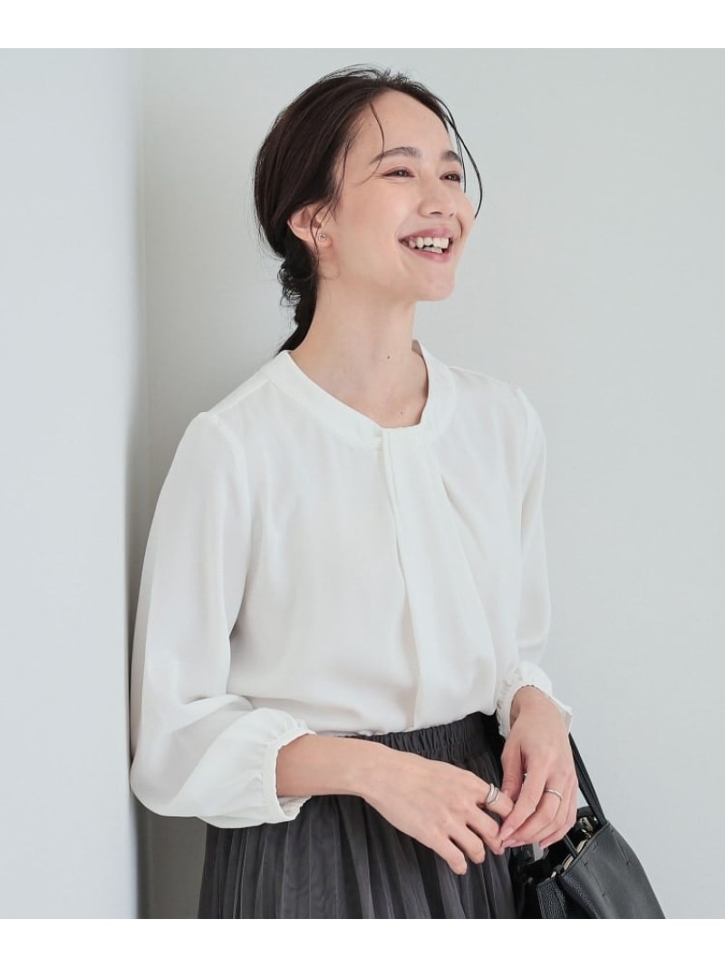 【SALE／20%OFF】【S-3L】フロントドレープブラウス SHOO・LA・RUE シューラルー トップス シャツ・ブラウス グレー ピンク ホワイト【RBA_E】[Rakuten Fashion]