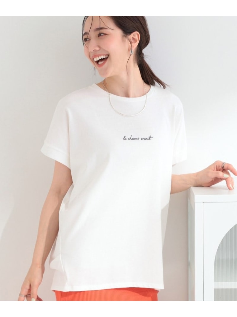 Rakuten - 【汗じみ防止/ひんやり/S-LL】インせず着られる 刺繍ロゴTシャツ SHOO・LA・RUE シューラルー トップス カットソー・Tシャツ ブルー ホワイト グレー ブラウン ブラック イエロー[Rakuten Fashion]