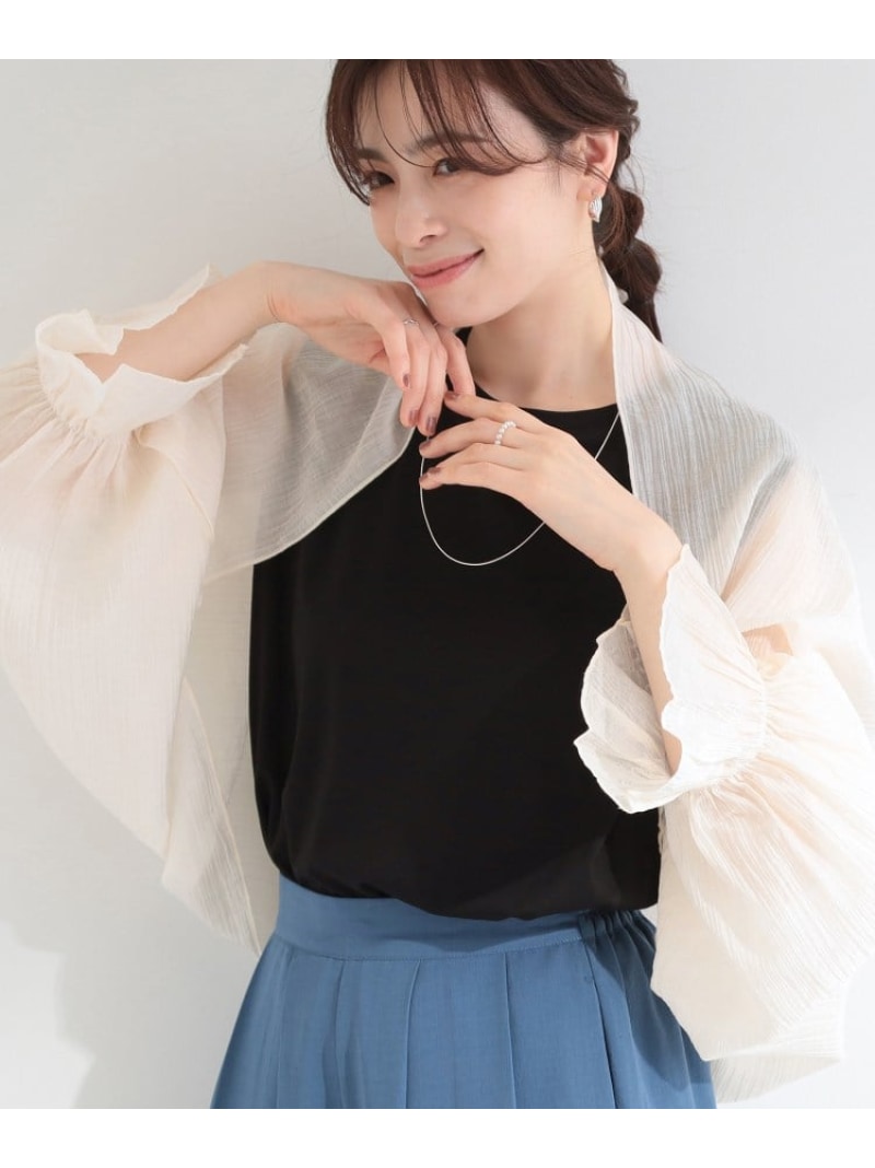 樂天商城 - 【ひんやり/2WAY】ストールにもなる ふんわりシアー楊柳ボレロ SHOO・LA・RUE シューラルー トップス カーディガン ブラック ホワイト[Rakuten Fashion]