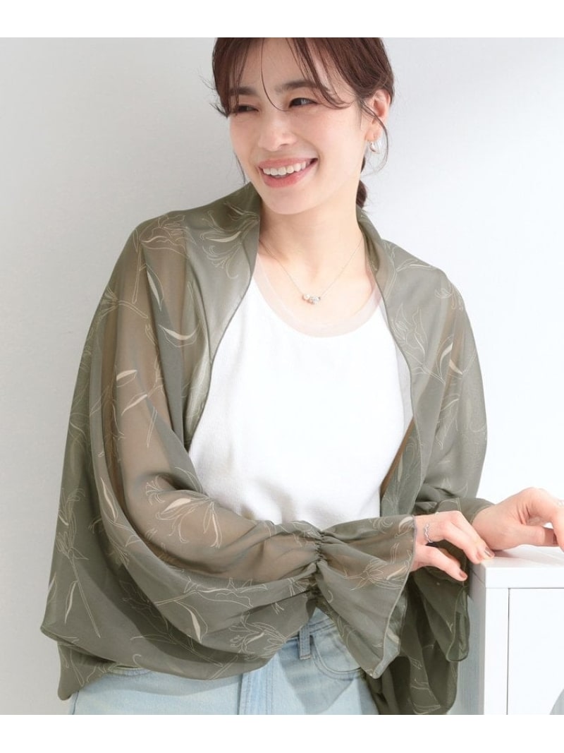 Rakuten - 【ひんやり/2WAY】ストールにもなる ふんわりシアー花柄ボレロ SHOO・LA・RUE シューラルー トップス カーディガン ブラック グレー ブルー ベージュ【送料無料】[Rakuten Fashion]