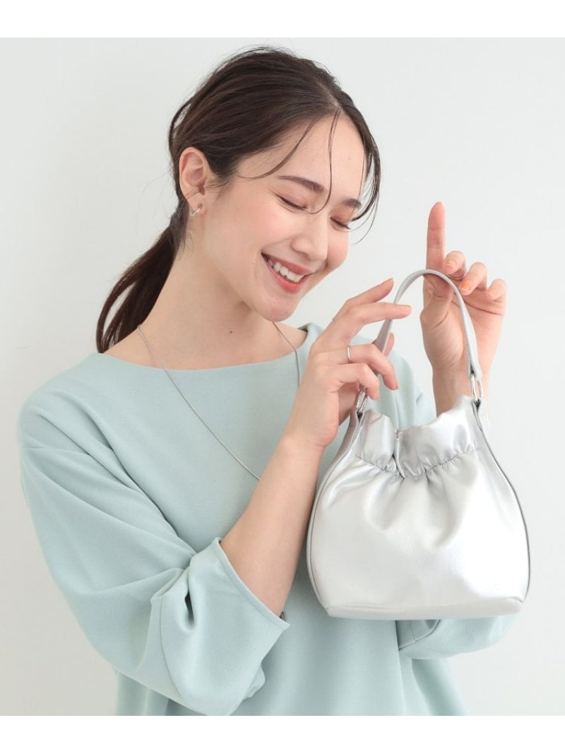 乐天商城 - 【SALE／10%OFF】口元ギャザーミニショルダーバッグ SHOO・LA・RUE シューラルー バッグ ショルダーバッグ シルバー ブラック【RBA_E】[Rakuten Fashion]