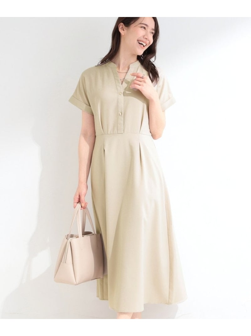 Rakuten - 【洗濯機可/洗濯後しわになりにくい】ウエストタックフレンチワンピース SHOO・LA・RUE シューラルー ワンピース・ドレス その他のワンピース・ドレス ネイビー ベージュ【送料無料】[Rakuten Fashion]
