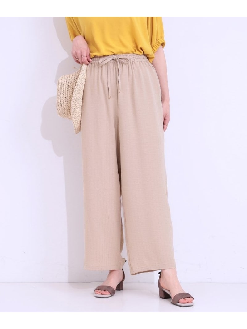 【SALE／30%OFF】【着丈選べる/ひんやり】ストライプ見えイージーワイドパンツ SHO...