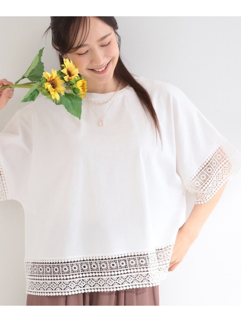 樂天商城 - 【SALE／10%OFF】【洗濯機可/ひんやり/体型カバー/S-LL】レース使いがポイント デザインTシャツ SHOO・LA・RUE シューラルー トップス カットソー・Tシャツ オレンジ ホワイト ブラック ブラウン【RBA_E】[Rakuten Fashion]