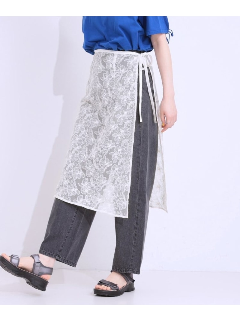 乐天商城 - 【SALE／20%OFF】【洗える】チュール刺繍ラップスカート SHOO・LA・RUE シューラルー スカート その他のスカート ホワイト ブラック【RBA_E】[Rakuten Fashion]