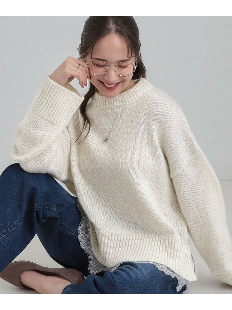 樂天商城 - 【SALE／20%OFF】【S-LL】インせず着られる 裾レースラメニット SHOO・LA・RUE シューラルー トップス ニット ホワイト グレー ブルー【RBA_E】[Rakuten Fashion]