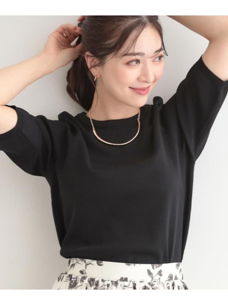 Rakuten - 【毎日洗える/S-LL/ひんやり/UV】上半身すっきり 二の腕見せない5分袖ニット SHOO・LA・RUE シューラルー トップス ニット グレー ブラウン レッド ネイビー ブルー ホワイト グリーン ブラック[Rakuten Fashion]