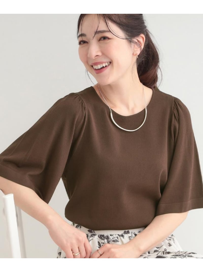 樂天商城 - 【SALE／10%OFF】【毎日洗える/S-LL】ひらり袖で大人フェミニン 二の腕が隠れる5分袖ニット SHOO・LA・RUE シューラルー トップス ニット ブラウン ブラック ホワイト【RBA_E】[Rakuten Fashion]