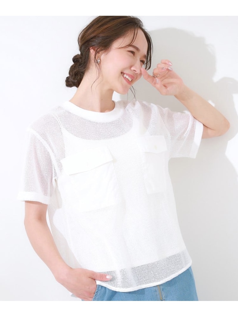 樂天商城 - 【SALE／50%OFF】【S-LL】メッシュ素材で大人ヘルシー ポケット付きデザイントップス SHOO・LA・RUE シューラルー トップス カットソー・Tシャツ ホワイト ブラック【RBA_E】[Rakuten Fashion]