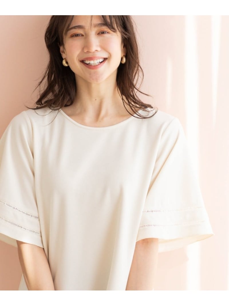 樂天商城 - ハシゴレースフレアスリーブTシャツ SHOO・LA・RUE シューラルー トップス カットソー・Tシャツ ブラック ホワイト【送料無料】[Rakuten Fashion]