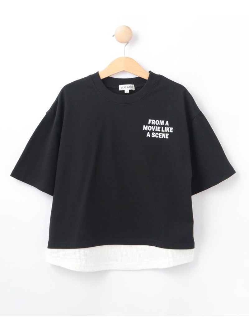 樂天商城 - 【100-150cm】ドッキングバックフォトTシャツ SHOO・LA・RUE シューラルー トップス カットソー・Tシャツ ブルー ブラック[Rakuten Fashion]