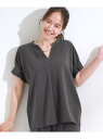 【S-LL/セットアップ可/ひんやり】きちんと見えで上品 お袖タック スキッパーブラウス SHOO・LA・RUE シューラルー トップス シャツ・ブラウス ブラ...