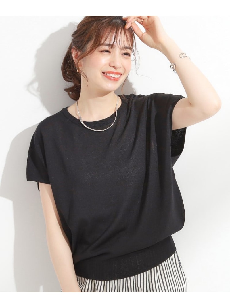 【SALE/60%OFF】【ひんやり/S-LL】さらさらな肌触りが心地よい フレンチスリーブニット SHOO・LA・RUE シューラルー トップス ニット ブル...