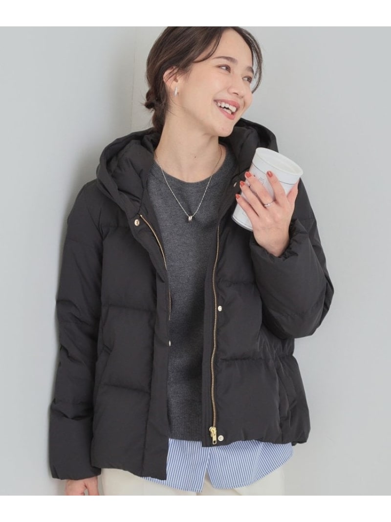 【撥水/洗える】ショートフーディーダウン SHOO・LA・RUE シューラルー ジャケット・アウター ダウンジャケット・ダウンベスト ベージュ ブラック【送料無料】[Rakuten Fashion]