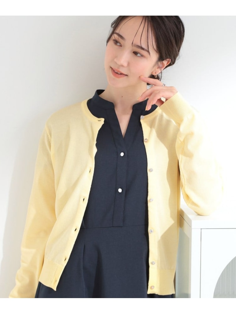 Rakuten - 【SALE／10%OFF】【洗濯機可/UV/アンチピリング/S-LL】いろいろボタンが華やか クルーネックカーディガン SHOO・LA・RUE シューラルー トップス カーディガン ネイビー グレー イエロー【RBA_E】[Rakuten Fashion]