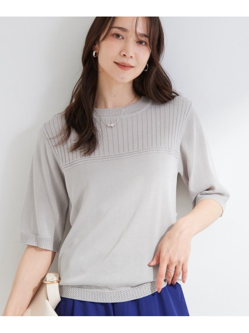 樂天商城 - 【S-LL/二の腕カバー】品よく決まる 5分袖デザインニット SHOO・LA・RUE シューラルー トップス ニット ブラウン ネイビー【先行予約】*[Rakuten Fashion]