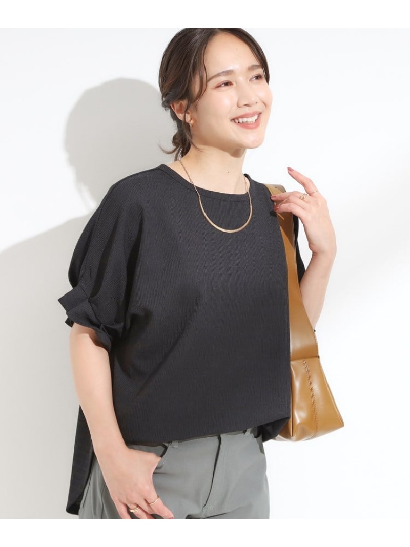 【SALE／50%OFF】【洗える】お袖のタックがアクセント インせず着られる さらさらドルマントップス SHOO・LA・RUE シューラルー トップス カットソー・Tシャツ ブラック ワインレッド グリーン【RBA_E】[Rakuten Fashion]