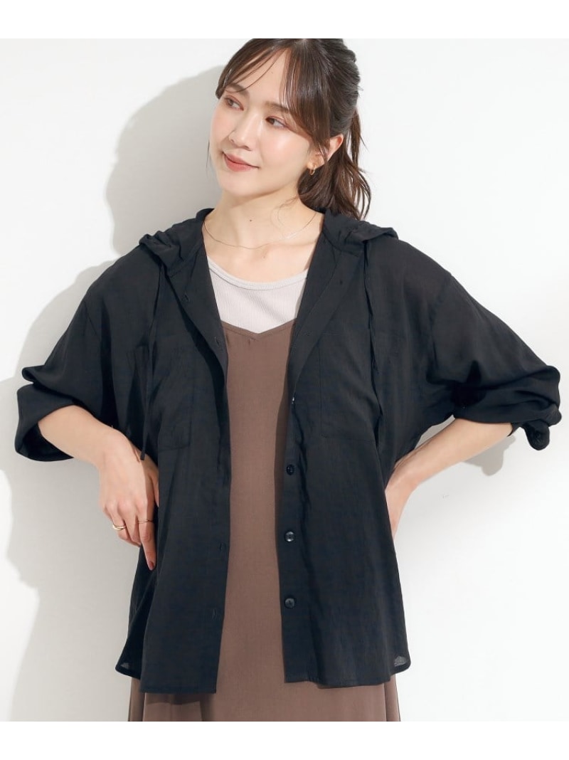 【SALE／50%OFF】【S-LL】大人の抜け感 シアーフードシャツ SHOO・LA・RUE シューラルー トップス シャ..