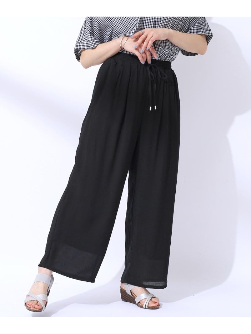 【SALE／10%OFF】【UV】楊柳イージーワイドパンツ SHOO・LA・RUE シューラルー パンツ その他のパンツ ブラック ブラウン グリーン【RBA_E】[Rakuten Fashion]