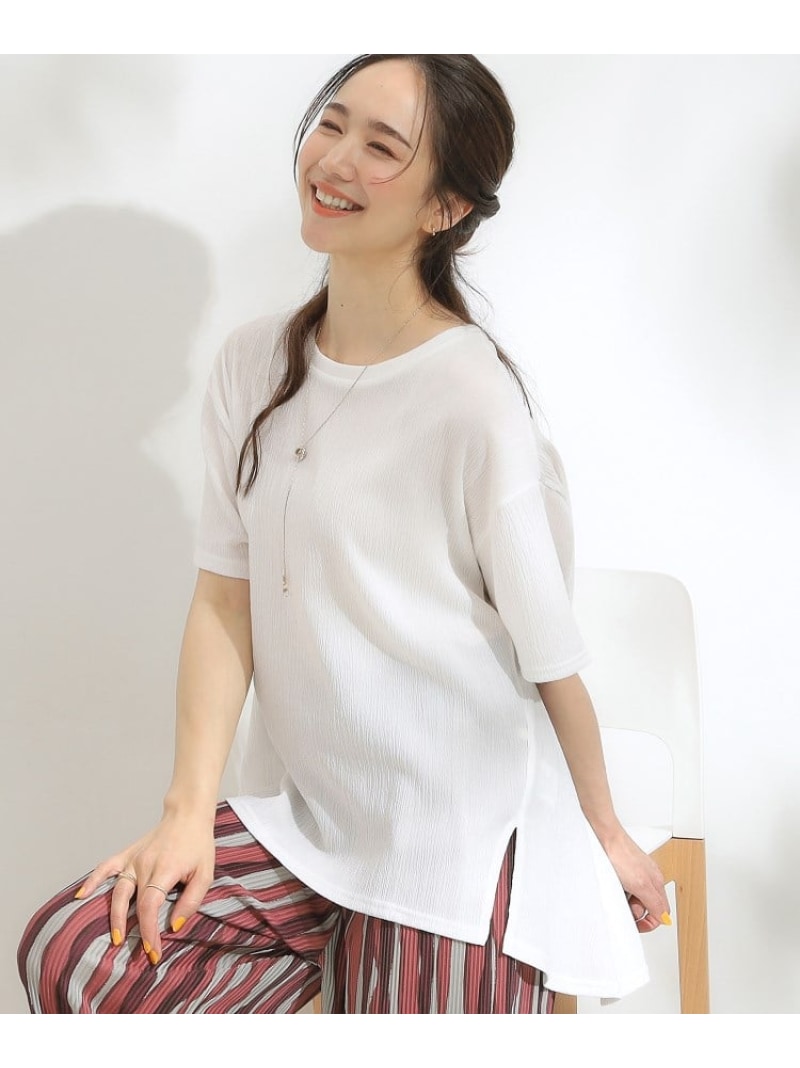 樂天商城 - 【SALE／50%OFF】【S-LL/洗える/体型カバー/5分袖】涼しくきれいに決まる Aライントップス SHOO・LA・RUE シューラルー トップス カットソー・Tシャツ ホワイト ネイビー ブルー【RBA_E】[Rakuten Fashion]