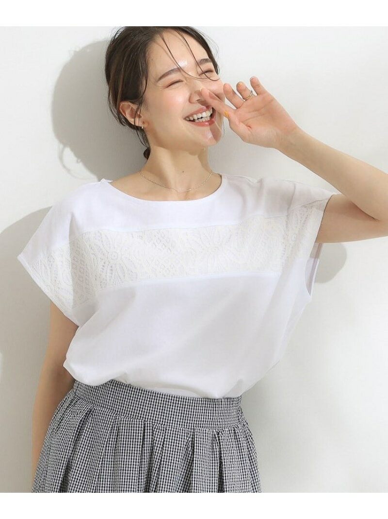 樂天商城 - 【SALE／50%OFF】【洗える/S-LL/体型カバー】レース使いが華やか フレンチスリーブコットンTシャツ SHOO・LA・RUE シューラルー トップス カットソー・Tシャツ グリーン ホワイト ネイビー【RBA_E】[Rakuten Fashion]