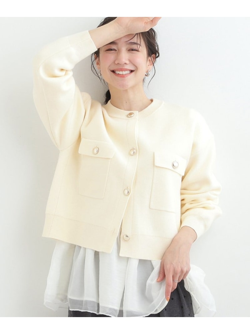 樂天商城 - 【SALE／30%OFF】【洗濯機可/S-LL】金ボタンが華やかさを演出 ニットカーディガン SHOO・LA・RUE シューラルー トップス カーディガン ネイビー ピンク ホワイト【RBA_E】[Rakuten Fashion]