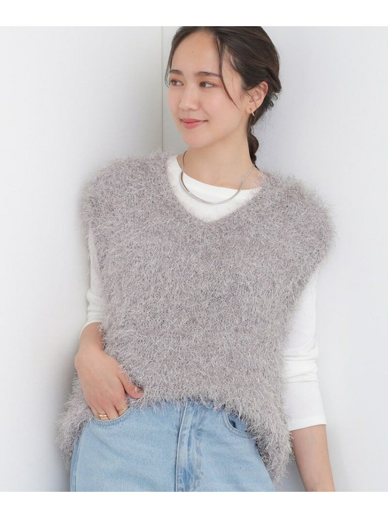 【2点セット/S-LL】大人のフェミニンカジュアルに ラメシャギーニットベスト+ロンT SHOO・LA・RUE シューラルー トップス ニット グレー ベージュ【送料無料】[Rakuten Fashion]のサムネイル