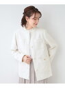 【SALE/10%OFF】【S-3L/セレモニーからデイリーまで】フリンジツイードジャケット SHOO・LA・RUE シューラルー ジャケット・アウター ノーカ...