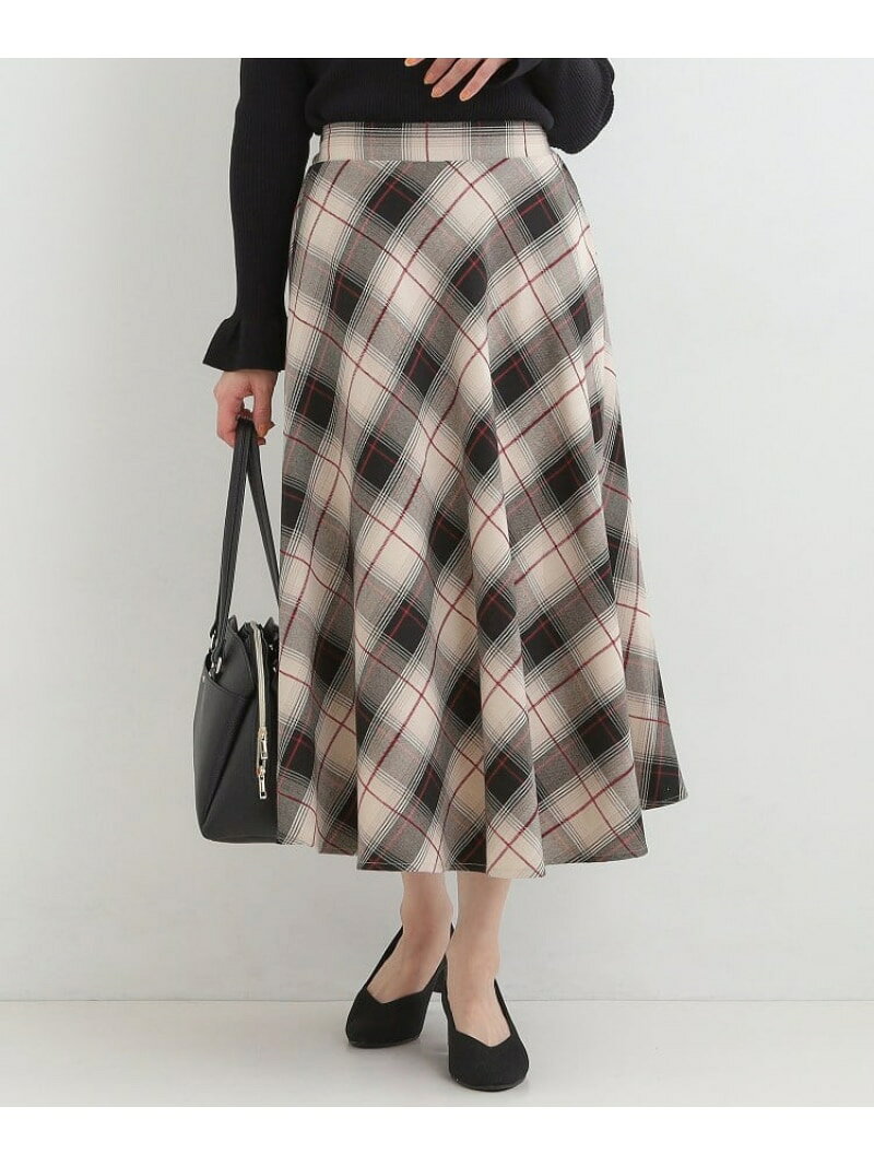 樂天商城 - 【SALE／25%OFF】【S-LL】立体感が際立つ モールチェックフレアスカート SHOO・LA・RUE シューラルー スカート ロング・マキシスカート ベージュ ネイビー【RBA_E】[Rakuten Fashion]